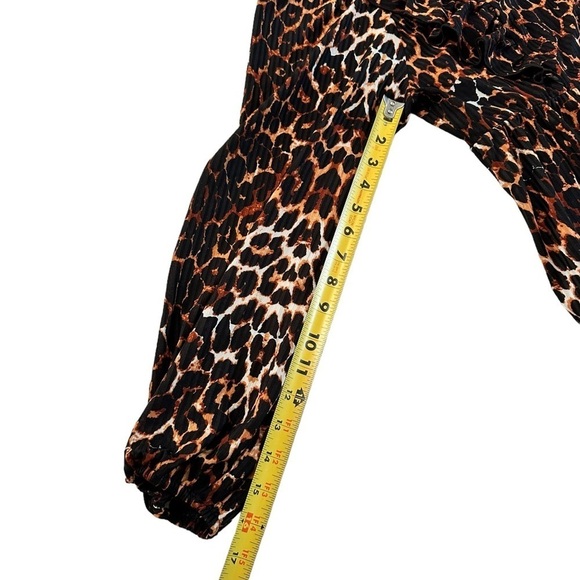 ASOS DESIGN Frill Front Long Sleeve Mini Smock Dress Leopard Print Size 12 - Picture 14 of 17